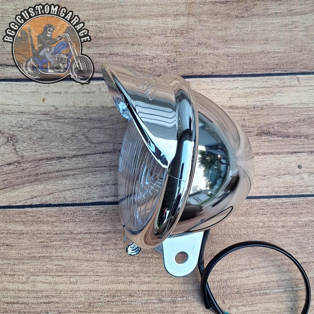 Headlamp Topi Bulat . Lampu Pet Bulat . Lampu motor classic . Foglamp Klasik
