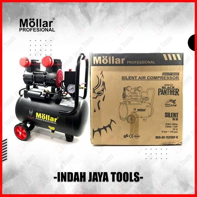 Mollar Ac1525Bp-R Kompresor Angin Silent 1 Hp 25 Liter Oilless Oiless