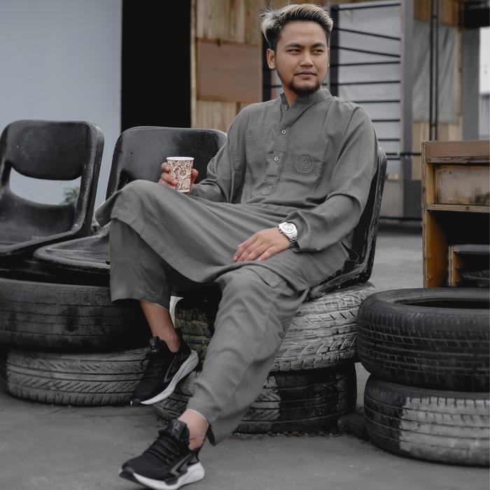 Gki Kurta Pakistan Lengan Panjang Gamis Pria Setelan Celana Baju Koko Kurta Pria Dewasa Terbaru ( Ab