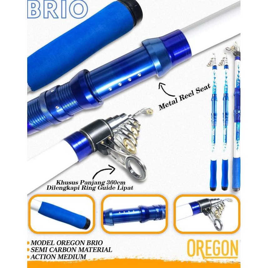 Joran Pancing Antena Oregon Brio Kuat Untuk Danau Waduk Sungai Laut Reel