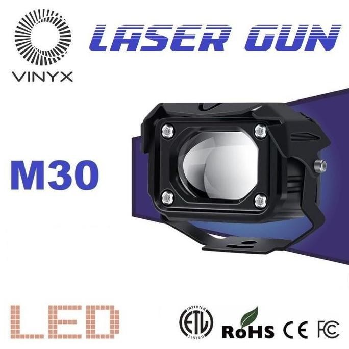 Produk Baru Lampu Tembak VINYX M30 LaserGun D2 30W Dual Warna Putih Kuning Motor Mobil LED