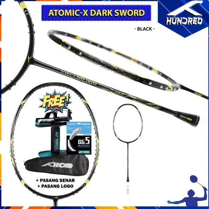 RAKET BADMINTON HUNDRED ATOMIC - X / ATOMIC-X DARK SWORD - BLACK