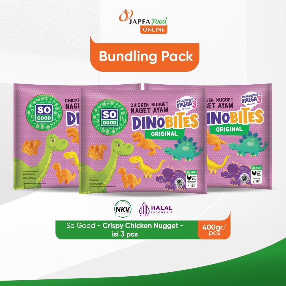 

So Good Chicken Nugget / Naget Ayam Dinobites 400gr - Isi 3 pack