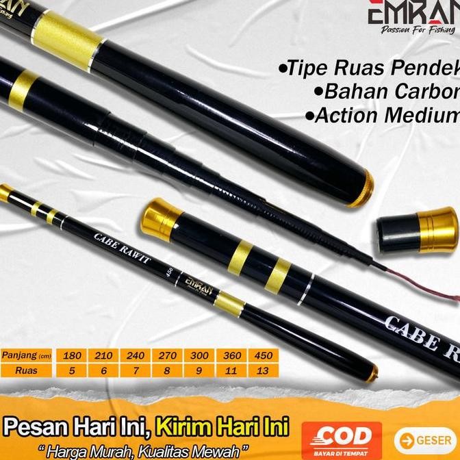 Joran Tegek Ruas Pendek Oregon Rawit & Emran Cabe Rawit 180 210 240 270 360 450 Cm Carbon