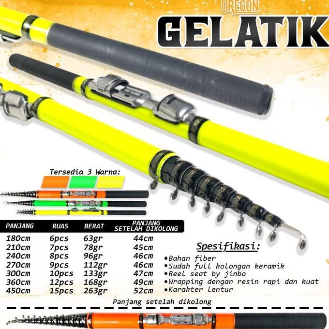 Cod Joran Tegek Gelatik Kolong Panjang 180/210/240/270/300/360/450
