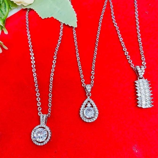 Kalung Hijab Nori Putih Titanium Panjang 60 cm (Free cincin) Kalung Titanium Anti Karat Hadiah Elega