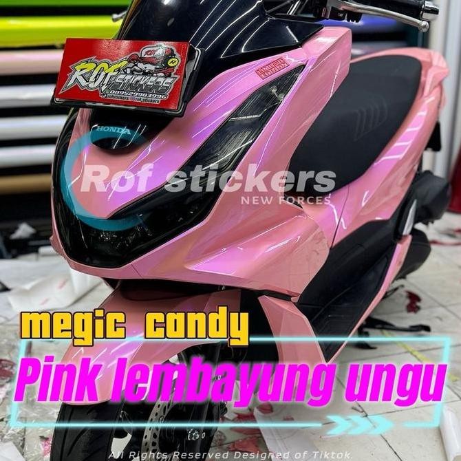 READY STICKER SKOTLET MOTOR PINK LEMBAYUNG UNGU MEGIC CANDY WRAPPING - HARGA PER50CM - MOTORCYCLE SP