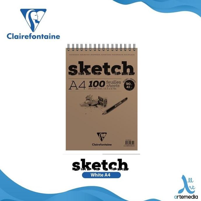 

BEBAS ONGKIR - Buku Sketsa Clairefontaine A4 Sketch White Wirebound Pad