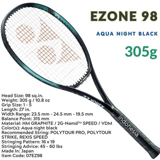 Yonex EZONE 98 305g Aqua night black - raket tenis