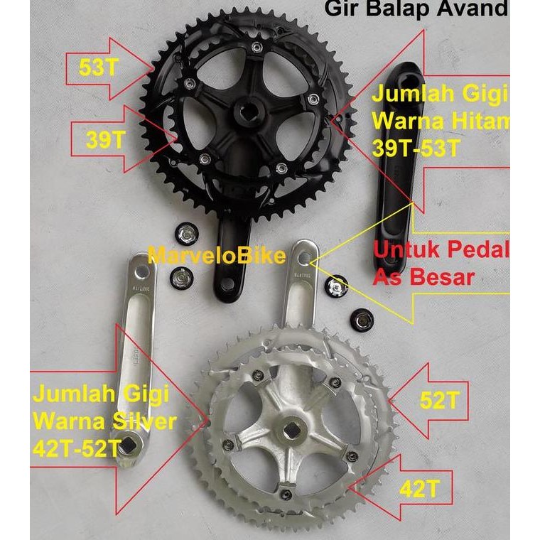 Crank Gir Sepeda Balap Avand 2 Susun United