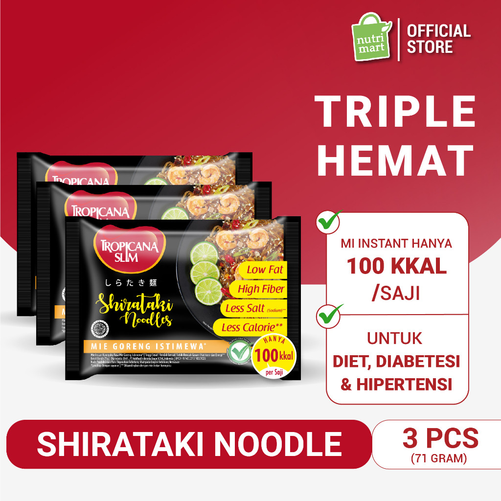 

Triple Pack - Tropicana Slim Shirataki Noodle 71 g - Bantu Dukung Hidup Sehat