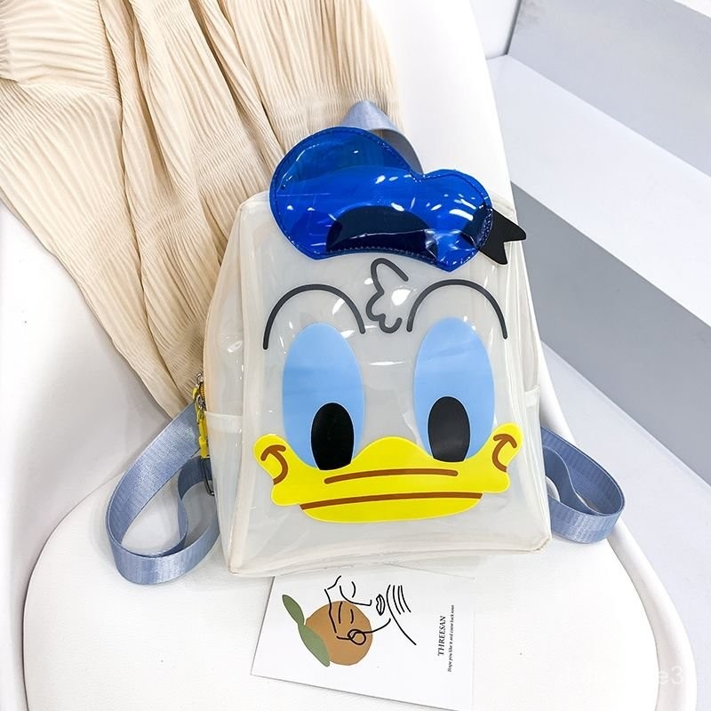 PVC Transparent Waterproof Donald Duck Bag Women Crystal Jelly Bag Backpack Waterproof School Bag