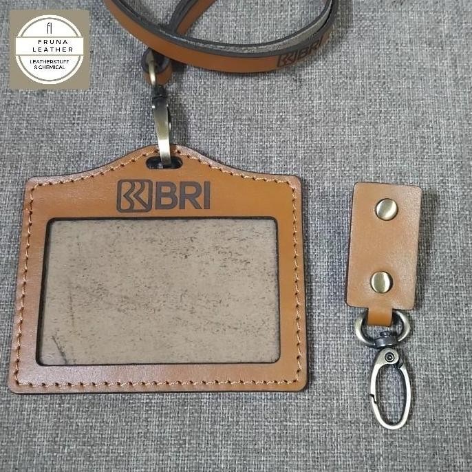 

New Tempat Kartu Id Card Name Tag Landscape Horizontal Kulit Asli