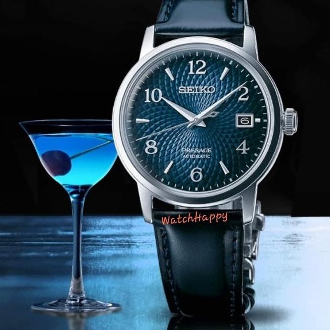 Baru Seiko Presage SRPE43J1 Cocktail Manhattan Blue Dial BlueLeather SRPE43