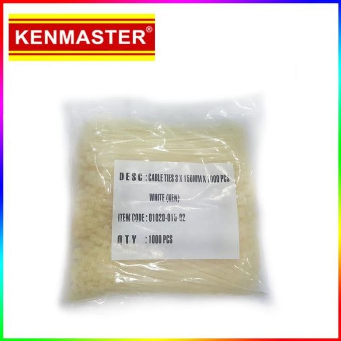 

New Kenmaster Nylon Kabel Tis 15 cm Cable Ties 3 x 150 mm 1000 pcs PUTIH