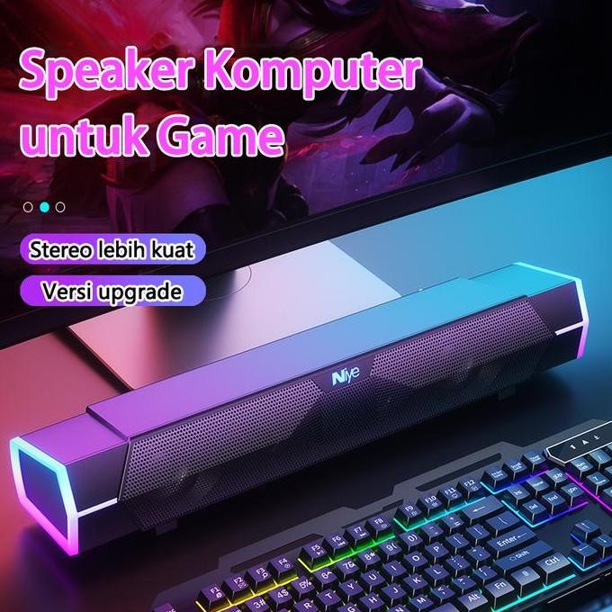 Speaker Bluetooth soundbar 100% Surround Bass Multimedia Komputer/Laptop RGB Audio salon aktif bluet