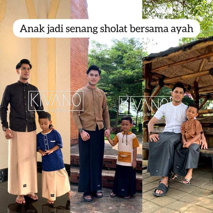 Sarung Polos Couple Ayah Anak 1-10 Tahun | Kivano Style Sarung Motif Polos Premium Dewasa Dan Sarung