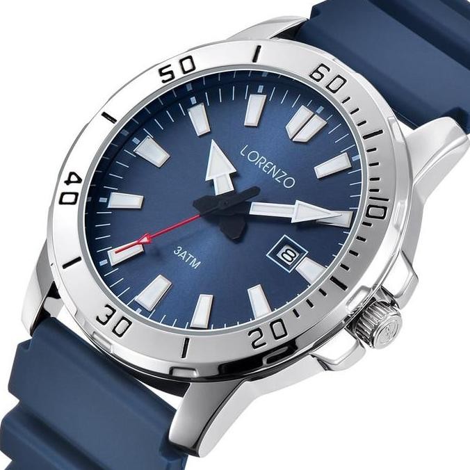 Baru Jam Tangan Pria Lorenzo 6105 Analog Tanggal Original Rubber