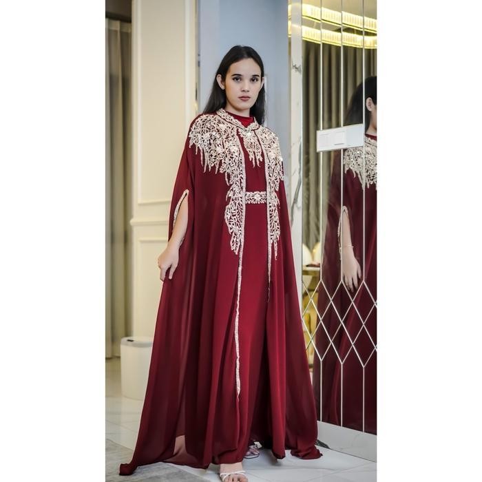 Halimah - Heera Set Inner Belt Dan Turban | Baju Gamis Abaya Kaftan Dress Wanita Muslim Kondangan Pe
