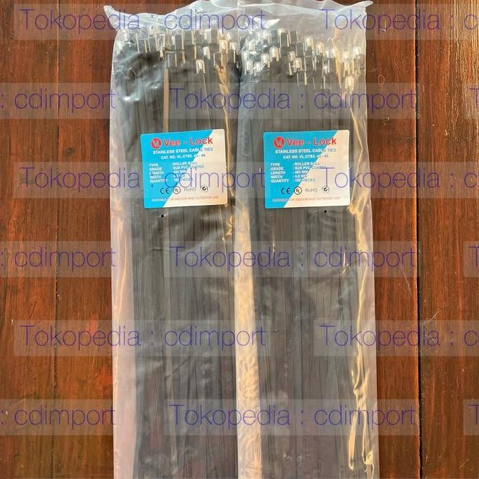 

New Kabel Cable Ties Stainless PVC Coated Vee-Lock 4.6 x 400 mm - 100pcs
