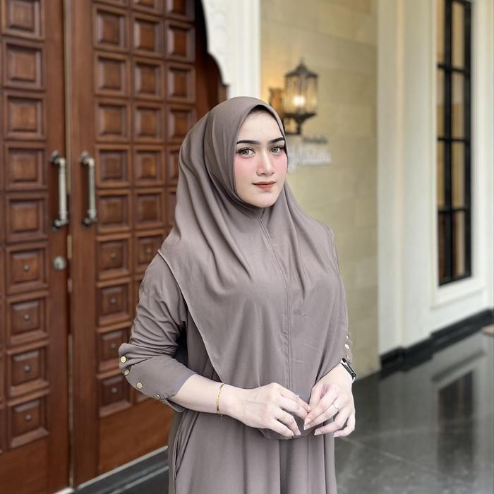 Abaya Yura Set Khimar - Baju Gamis Set Hijab Jumbo Setelan Syari Xxl