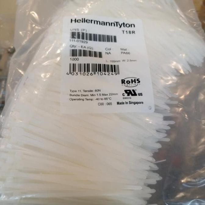 

New Kabel Ties 10Cm T18R Merk HellermannTyton