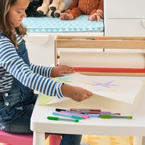 

New Rak Kayu Tempat Rol Kertas Lukis Belajar Gambar Anak Ukuraan 50cm lKEA