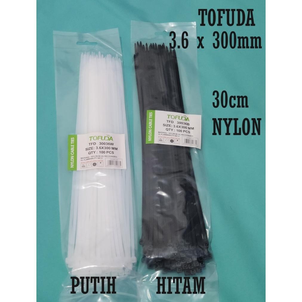 

Rd1- Kabel Ties 30 Cm Tofuda 3,6Mm X 300Mm Putih Hitam Cabel Ties