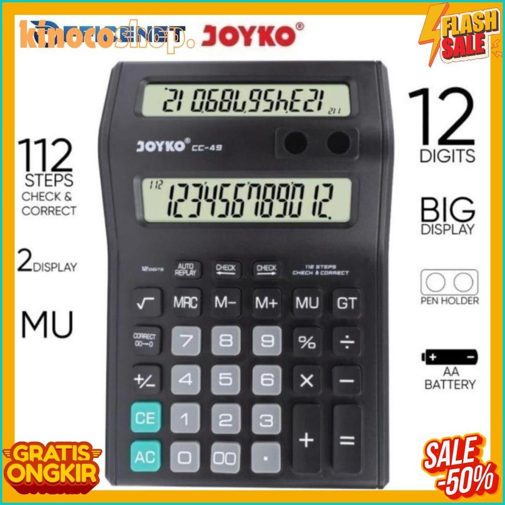 

Kalkulator Dagang 2 Layar Cc 49 Dual Display Calculator 12 Digit Joyko (Gratis Baterai) Terlaris! Produk Ini Banyak Dicari