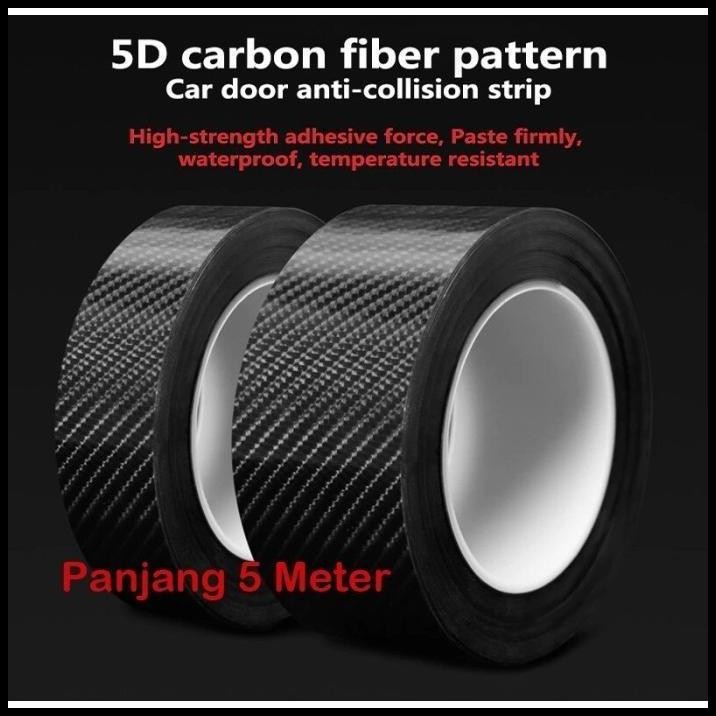 Carbon Sticker Anti Gores Pelindung Mobil Nano Stiker Carbon 5D 10cm Bumper