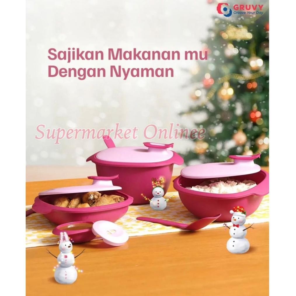 Tempat Wadah Sayur Luzern Set Prasmanan Wadah Saji Prasmanan Set Isi 3 Bonus Sendok Baki Kotak Sayur