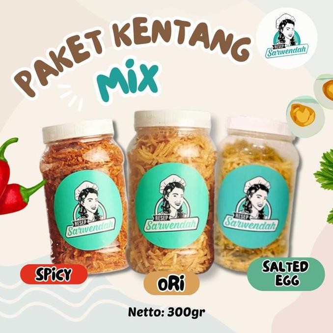

Paket Kentang Mix (Ori+Spicy+Salted Egg) - Resep Sarwendah