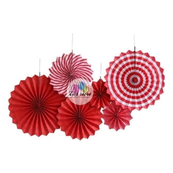 Paper Fan Merah Set / Paperfan 17 Agustus  Merah Putih