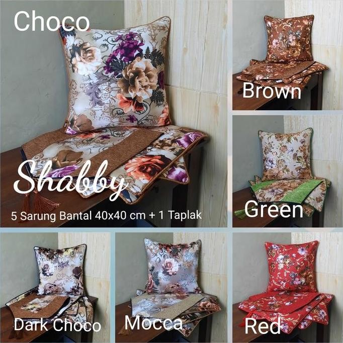 Sarung Bantal Kursi Sofa Set Shabby Bunga-Bunga