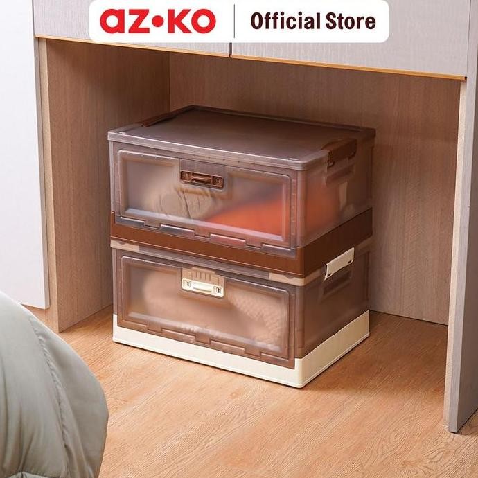AZKO Stora 51X35X26 cm Kotak Penyimpanan Lipat - Cokelat Choco Wadah Kotak Simpan Serbaguna Foldable