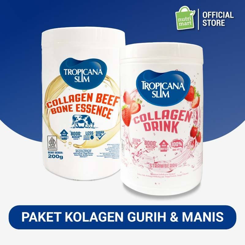 Duo Package - Tropicana Slim Collagen Beef Bone Essence & Strawberry 200g - Sari Pati Sapi Rendah Ga