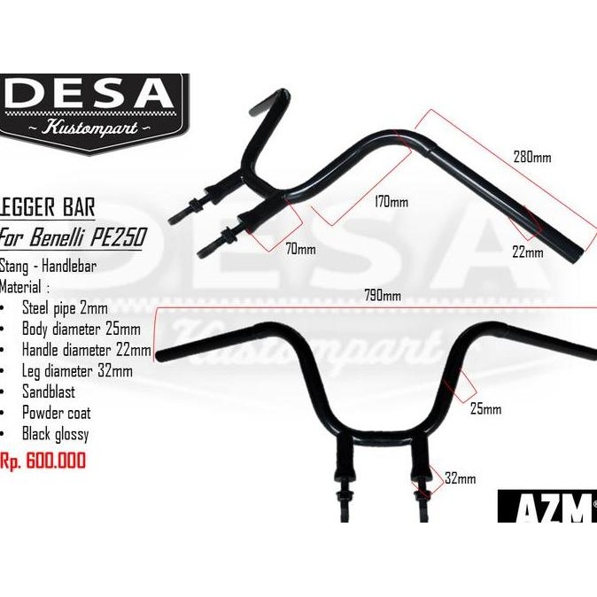 Stang Custom Stang Motor Stang Benelli PE 250 Stang PE250 Legger Black