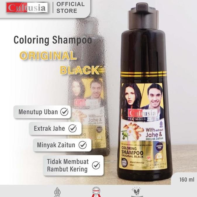Original Cultusia Shampoo Black Jahe & Zaitun 160ml - Shampo Hitamkan Rambut Uban