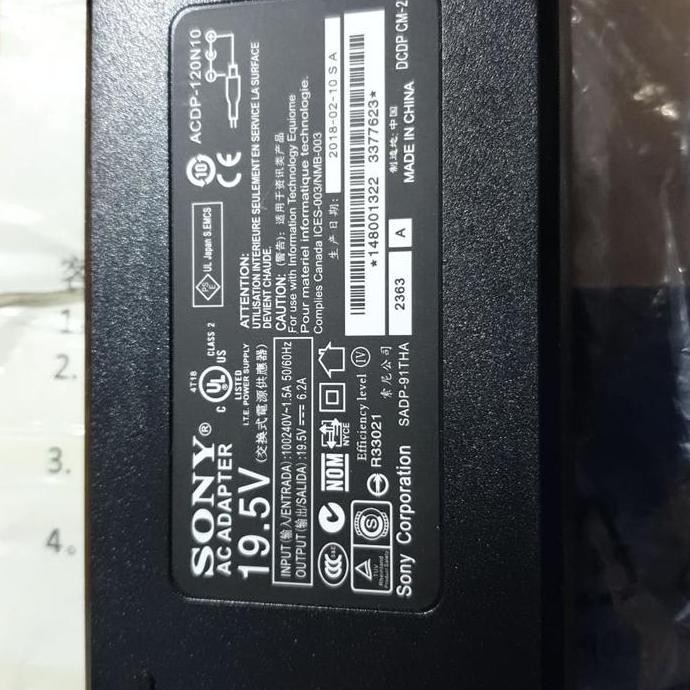 BEBAS ONGKIR - adaptor power supply TV led Sony  19.5V 6.2A