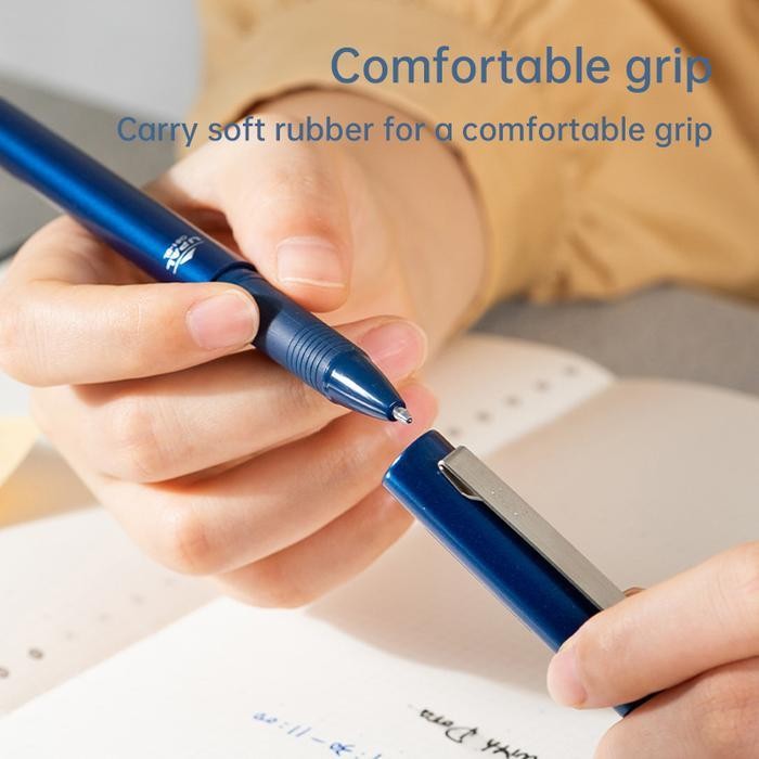 

WSS Deli Business Gel Pen / Pulpen Gel Profesional 1.0mm Casing Metal EG61 Biru Hitam