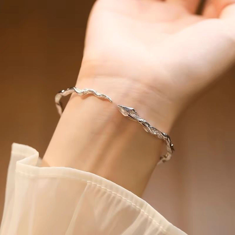 S999Gelang Perak Ular Perak Murni untuk Wanita, Gelang Perak, Ular Zodiak