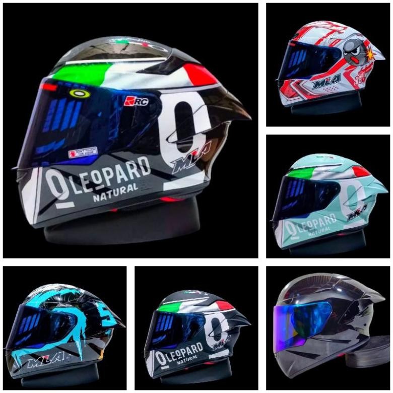 Helm Mla Crypton Original Full Face Motif Leopard Black Glosy Terbaru Viral
