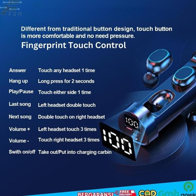 JB Earphone Bluetooth Headset TWS 5.2 N21 Senter/Flashlight Waterproof None