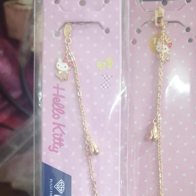 TERBARU gelang anak hello kitty merah boneka emas asli 700 70% 16k ubs 14 cm