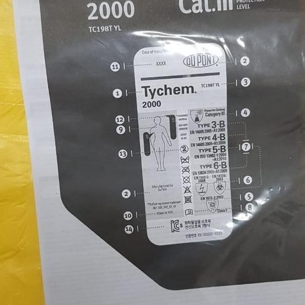 New Hazmat Dupont Tychem C 2000 / Tychem 2000 Tc198T Yl Coverall