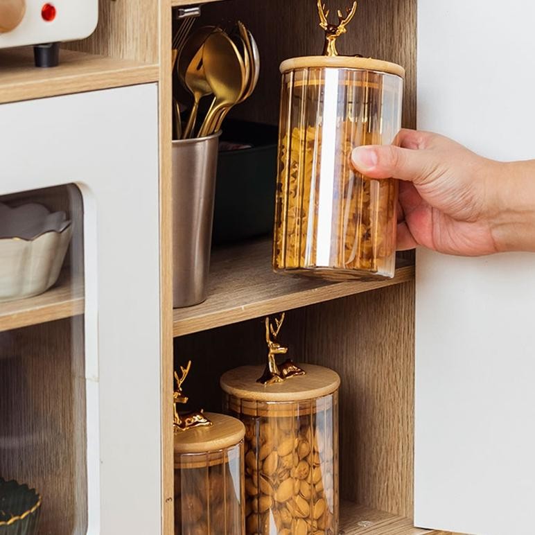 Ryu-56 Toples Rusa Toples Makanan Serbaguna Toples Gold Toples Aesthetic Toples Kue Toples Kaca Leba