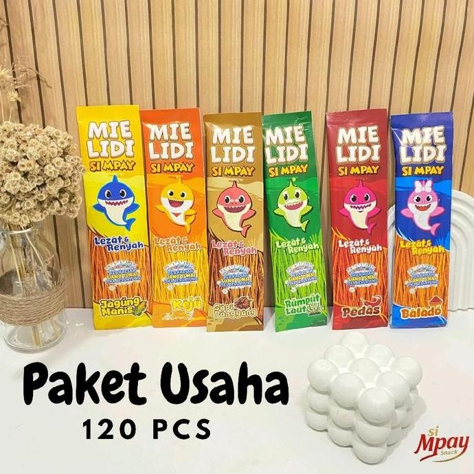 

(PAKET USAHA 120 pcs) 1 BAL MIE LIDI Makananmix 6 varian rasa ide usaha cemilan seribuan Snack mie lidi terlaris Food