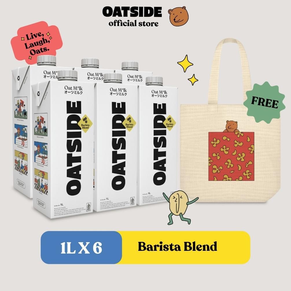

SALE! OATSIDE OAT MILK BARISTA BLEND 1L (6 PCS) - SUSU OAT VEGAN + FREE TOTEBAG