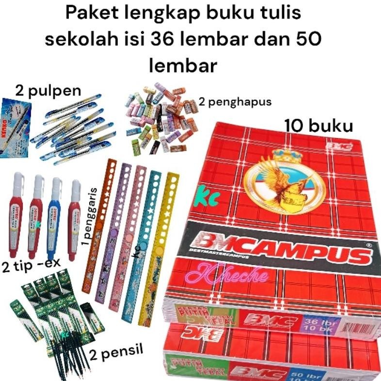 

Siap Kirim Paket Lengkap Buku Tulis 36 Lembar + 5 Buku Bonus ATK (Pulpen, Penghapus, dll)