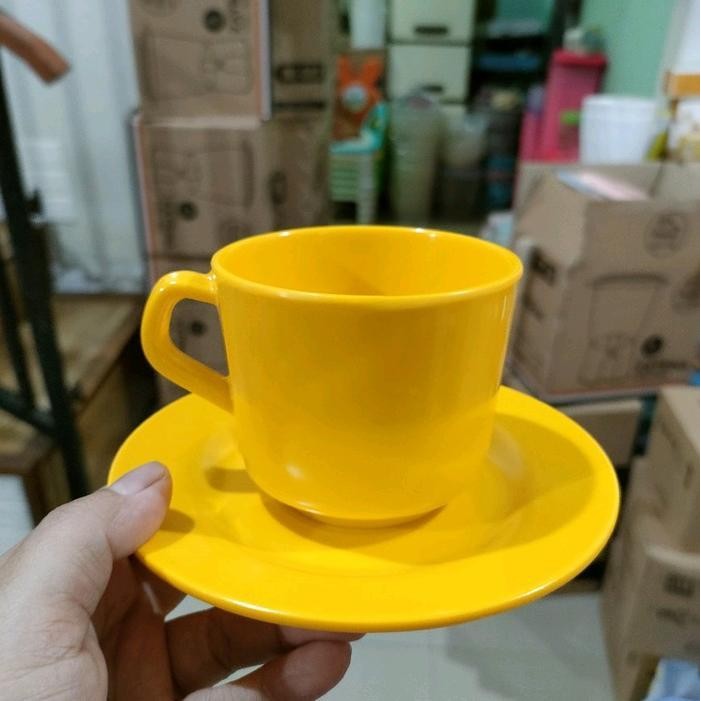 Set Cangkir + Tatak ( 6 Gelas Cangkir Kopi Dan 6 Tatak) Bahan Melamin Berkualitas Tinggi - Minuman O